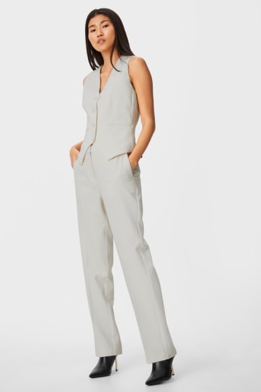 Kobiety - Spodnie biznesowe - tailored fit - materiał z recyklingu - kremowobiały