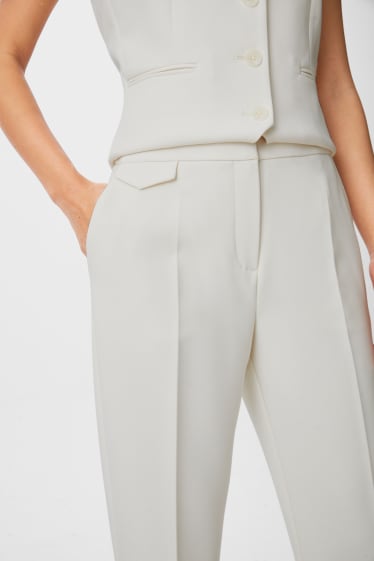 Kobiety - Spodnie biznesowe - tailored fit - materiał z recyklingu - kremowobiały