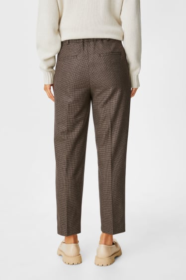 Femmes - Pantalon en tissu - straight fit - à carreaux - marron