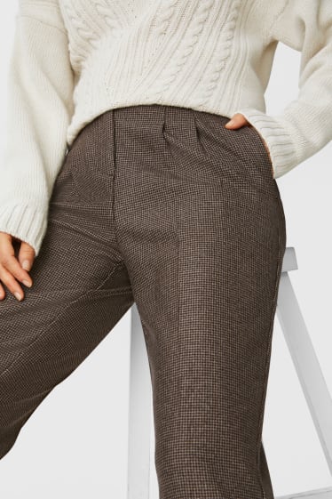 Femmes - Pantalon en tissu - straight fit - à carreaux - marron