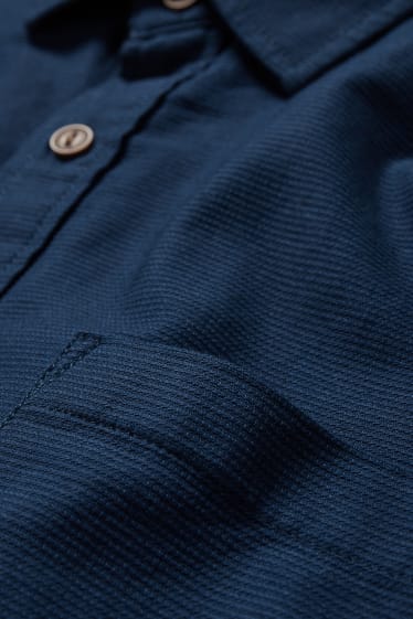 Men - Shirt - regular fit - kent collar - dark blue