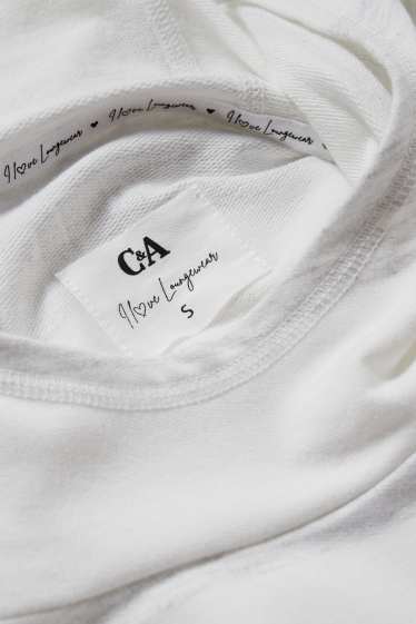 Women - Nightshirt with hood - striped - white