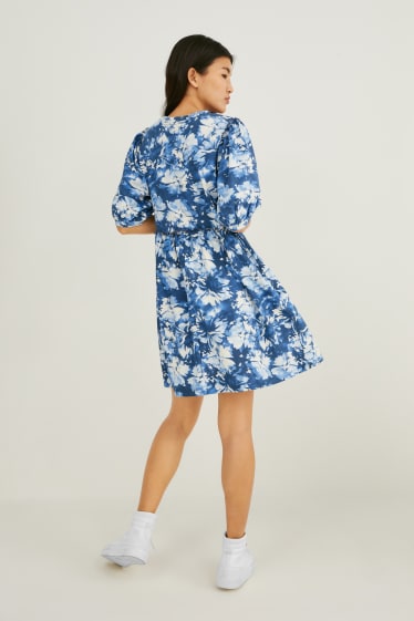 Mujer - Vestido fit & flare - de flores - azul