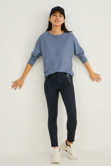 Femmes - Pantalon en jersey - jambes fuselées - bleu chiné