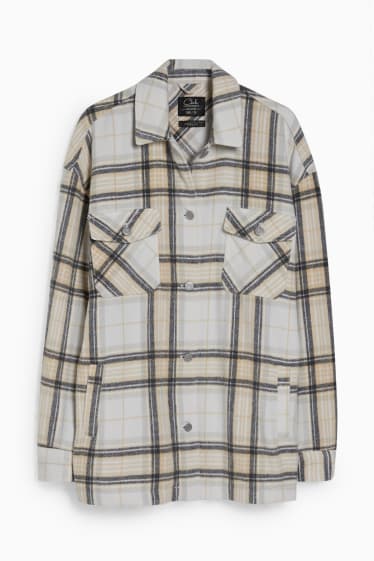 Women - CLOCKHOUSE - flannel shacket - check - white / beige