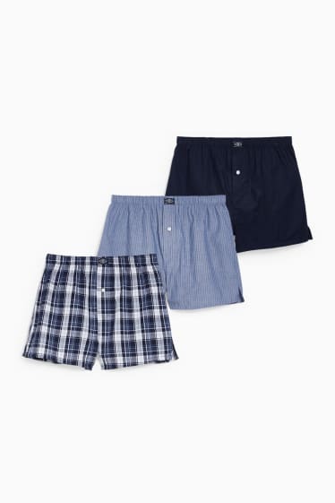 Men - Multipack of 3 - boxer shorts - woven - blue