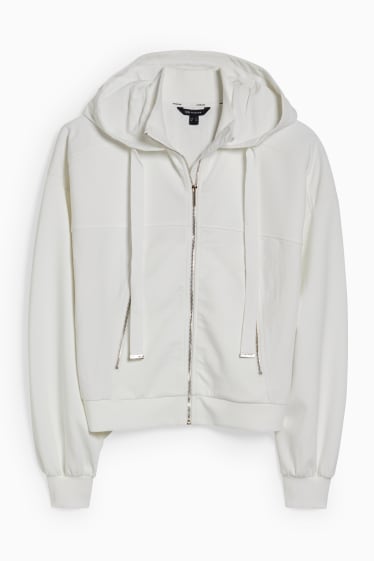 Women - Zip-through sweatshirt with hood - white