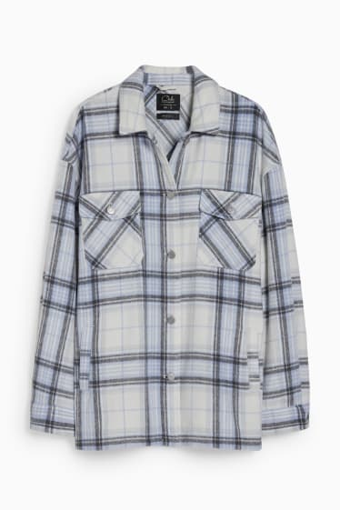 Teens & young adults - CLOCKHOUSE - flannel shacket - check - white / light blue