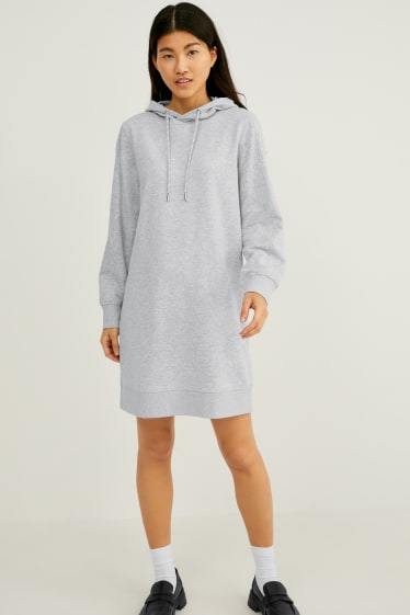 Women - Column dress with hood - light gray-melange