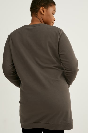 Women - Sweatshirt dress - khaki