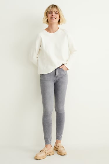 Dames - Skinny jeans - high waist  - jeanslichtgrijs