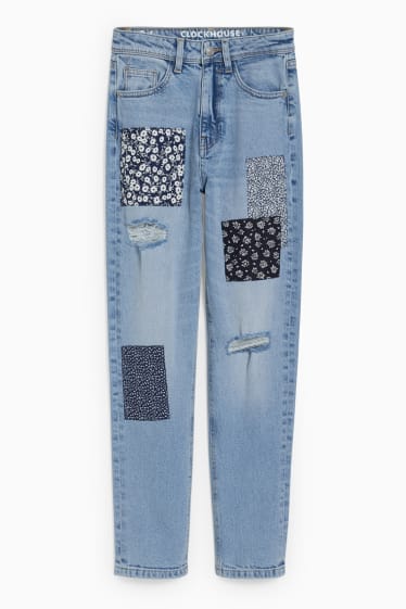 Nastolatki - CLOCKHOUSE - mom jeans - wysoki stan - dżins-jasnoniebieski