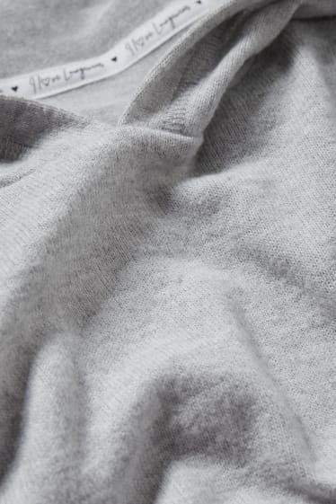 Dames - Pyjamashirt met capuchon - licht grijs-mix