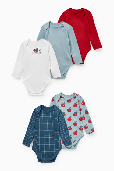 Babies - Multipack of 5 - baby bodysuit - white / red