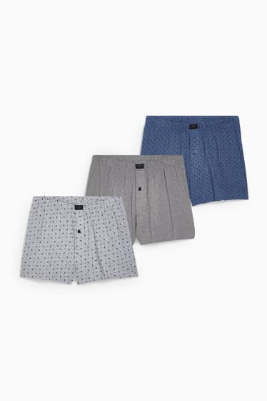 Hommes - Lot de 3 - caleçons - jersey - gris clair chiné