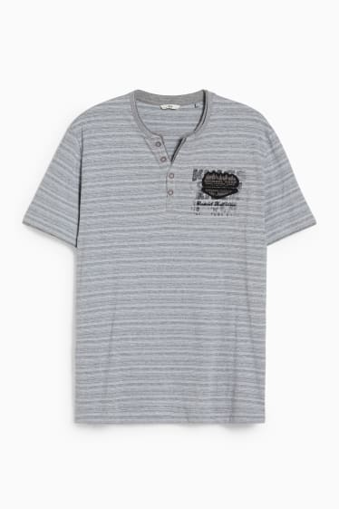Men - T-shirt - 2-in-1 look - gray-melange