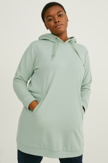 Women - Sweatshirt dress with hood - mint green