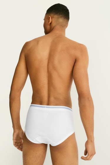 Uomo - Confezione da 2 - slip - a coste fini - bianco