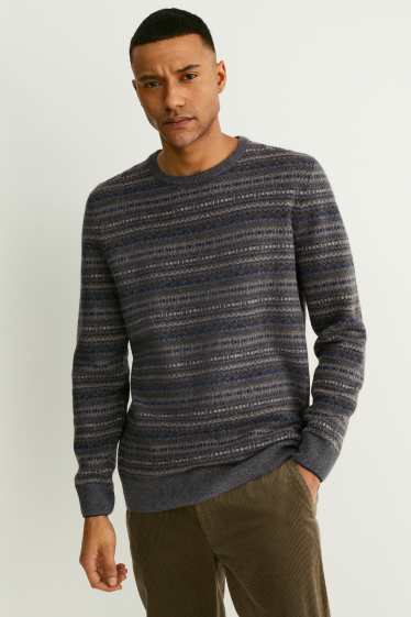 Men - Jumper - wool blend - gray-melange