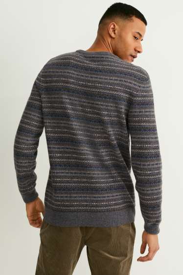 Men - Jumper - wool blend - gray-melange