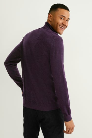 Hommes - Pull à col roulé en laine - violet