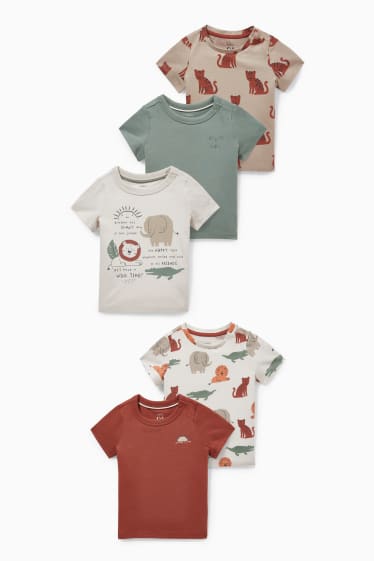 Bébés - Lot de 5 - t-shirt pour bébé - beige chiné