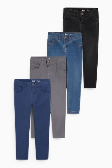 Children - Multipack of 4 - slim jeans and cotton trousers - gray
