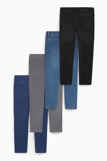 Children - Multipack of 4 - slim jeans and cotton trousers - gray