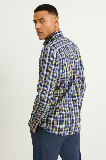 Uomo - Camicia business - slim fit - facile da stirare - da materiali riciclati - blu scuro