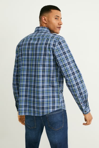 Men - Shirt - regular fit - button-down collar - check - blue