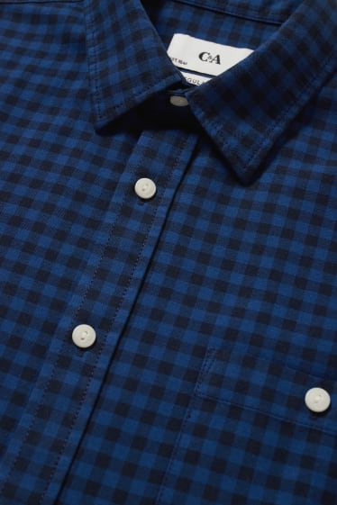 Men - Shirt - regular fit - kent collar - check - dark blue