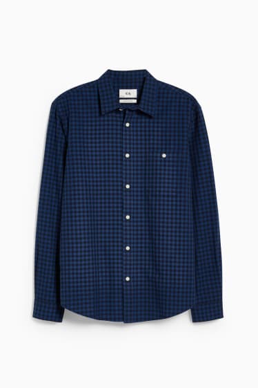 Men - Shirt - regular fit - kent collar - check - dark blue