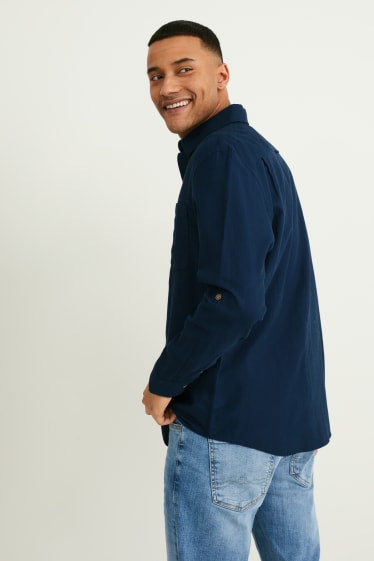 Men - Shirt - regular fit - kent collar - dark blue