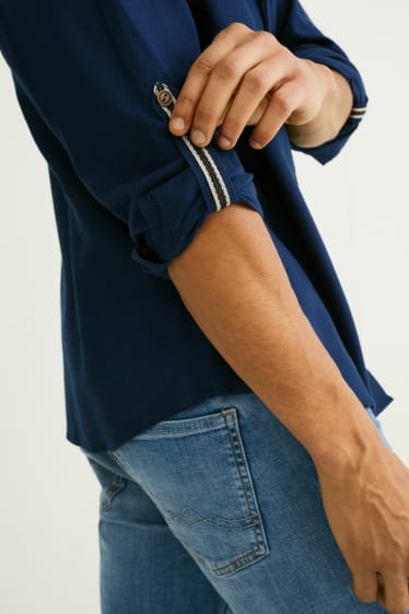 Men - Shirt - regular fit - kent collar - dark blue