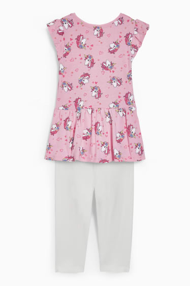 Enfants filles - Ensemble - robe, leggings et sac à bandoulière - 3 pièces - rose