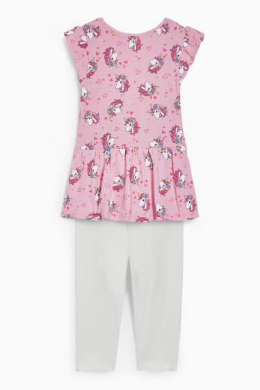 Kinder - Set - Kleid, Leggings und Umhängetasche - 3 teilig - rosa