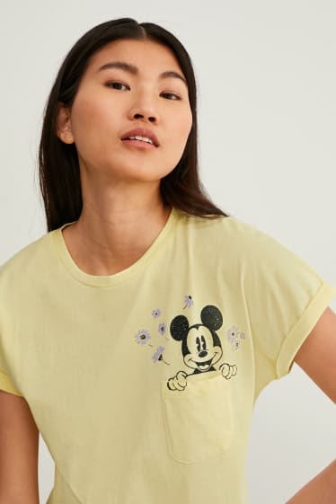 Dames - T-shirt - Mickey Mouse - lichtgeel