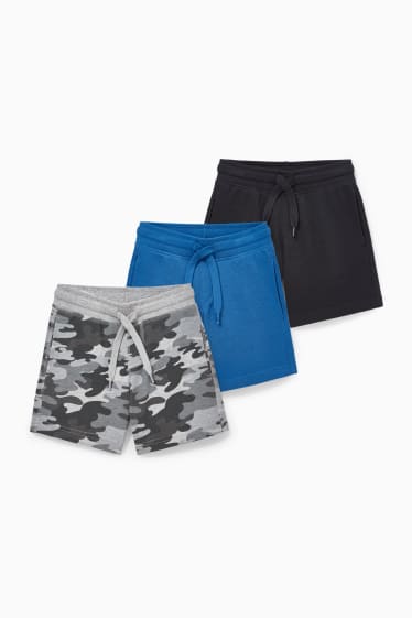 Niños - Pack de 3 - shorts deportivos - gris claro / azul oscuro