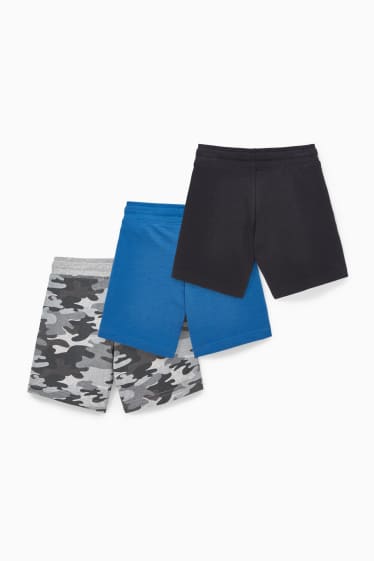 Enfants - Lot de 3 - shorts en molleton - gris clair / bleu foncé