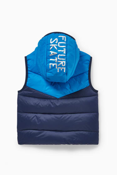Children - Quilted gilet with hood  - blue / light blue