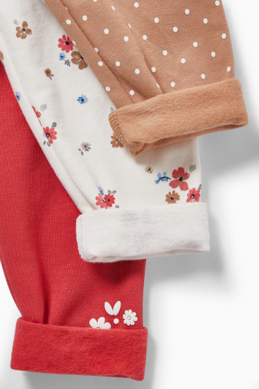 Bebés - Pack de 3 - leggings térmicos para bebé - marrón / fucsia