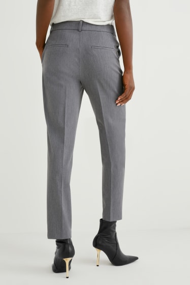 Dámské - Business kalhoty - slim fit - šedá-žíhaná