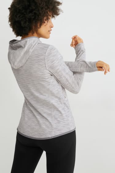 Donna - Giacca tecnica con cappuccio - yoga - 4 Way Stretch - grigio chiaro melange
