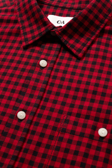 Men - Shirt - regular fit - kent collar - check - dark red
