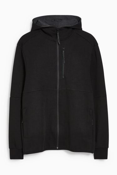 Pánské - Tepláková bunda s kapucí  - černá