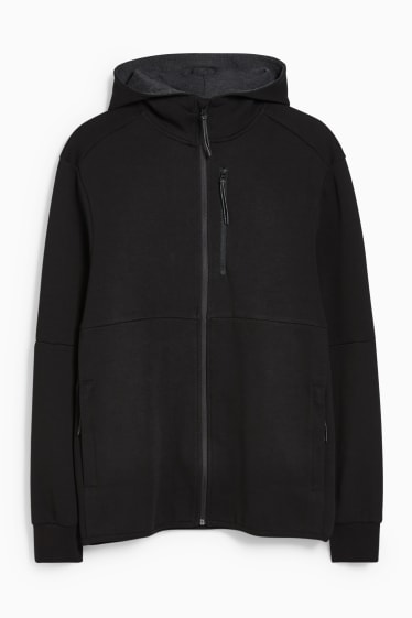 Men - Zip-through sweatshirt with hood  - black