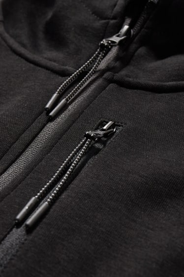 Men - Zip-through sweatshirt with hood  - black