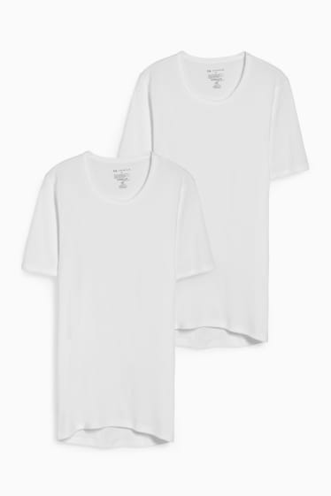 Heren - Set van 2 - onderhemd - fijn geribd - wit