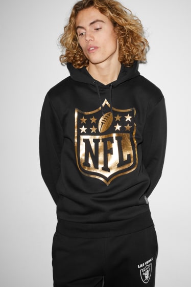 Men - CLOCKHOUSE - hoodie - shiny - NFL - black