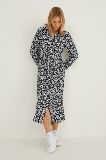 Women - Column dress - floral - black